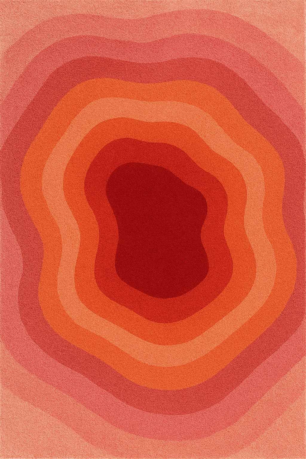 Alfombra con patrones psicodélicos en tonos cálidos